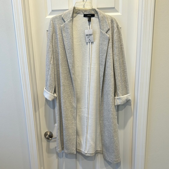 Forever 21 Gray Longline Open Front Cardigan blazer sweater - Picture 1 of 5